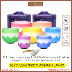 [Available] 7 COLOR CRYSTAL BELL SET 7 CHAKRAS -7 - glass bell - stone bell - jade bell - quartz bell - Amrita