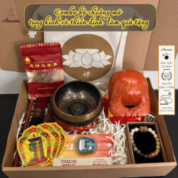 [Gift Set] Set of bells and wooden fish for chanting and meditation as a gift - Bells and wooden fish - Meditation bell - Amrita